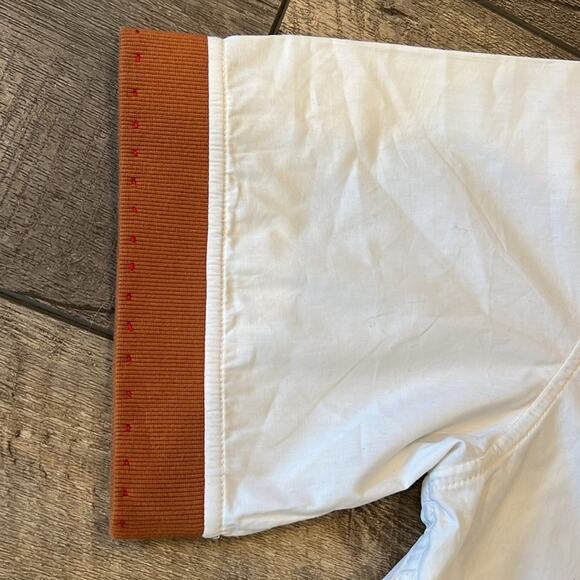 ONE432 Men's Short Sleeve Button Down Shirt Off White Blue Size XL - Picture 7 of 10